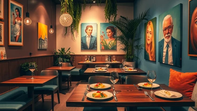 Collage Göteborg restaurang där konstnärer och mat möts