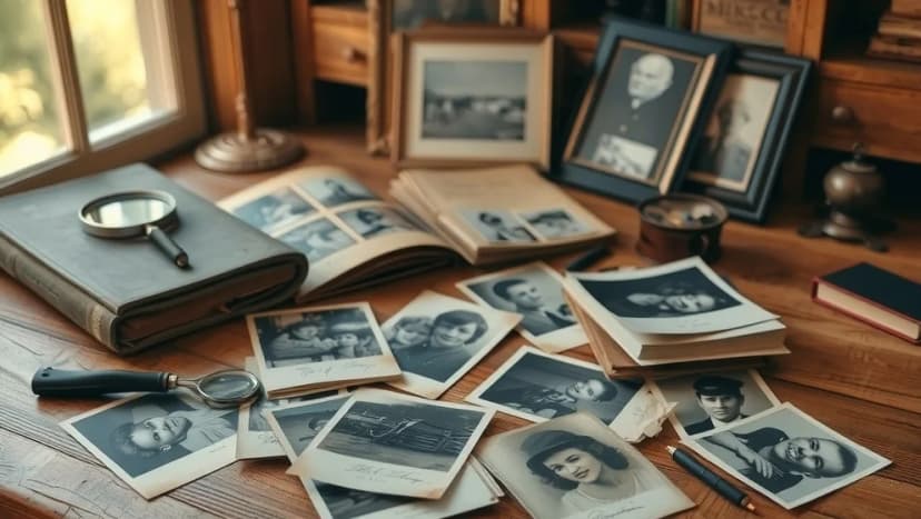 Gamla foton porträtt som berättar historier