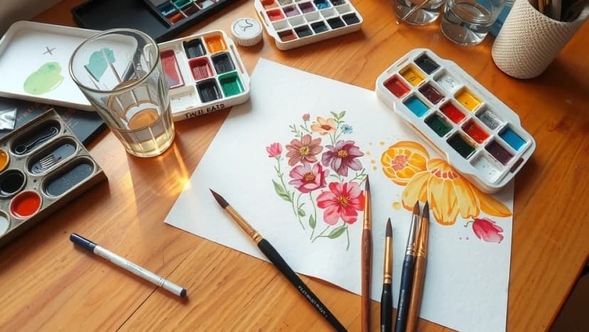 Måla blommor med akvarell hemma
